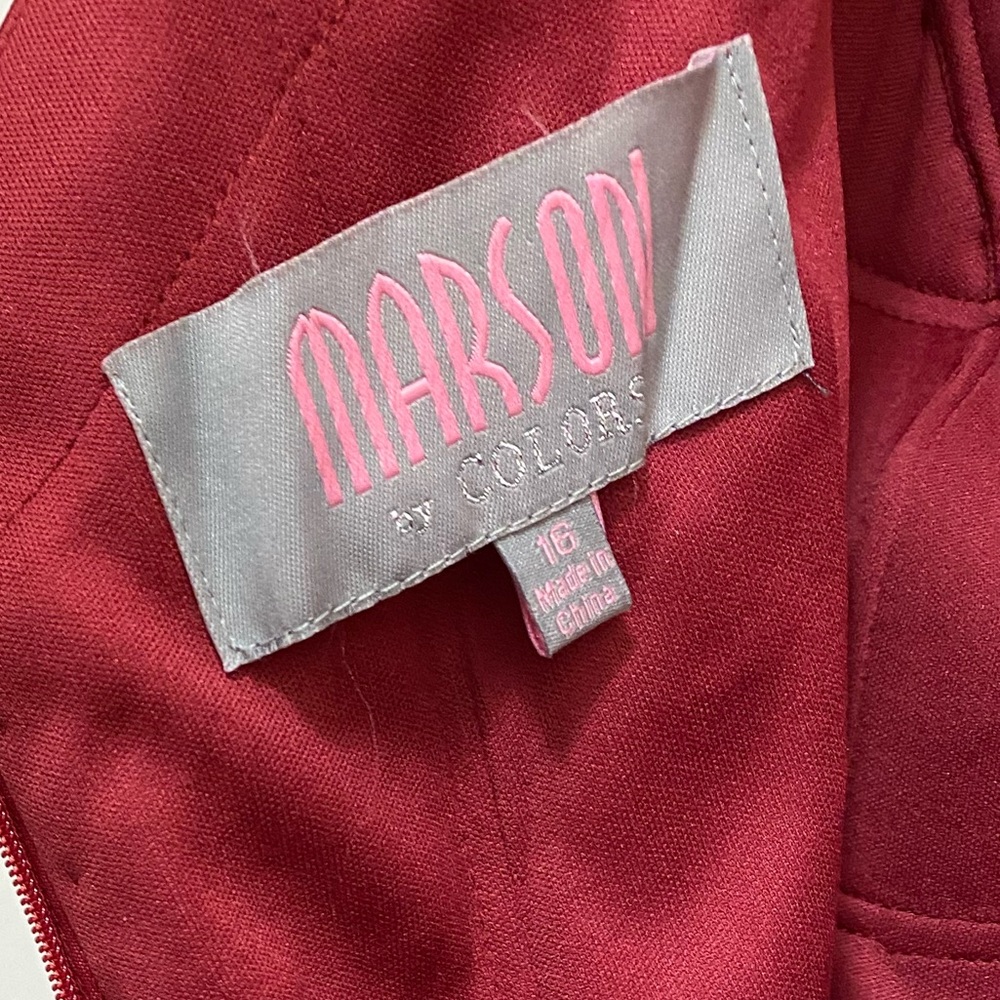 NWT Marsoni By Colors Satin Crepe Dress In Wine Color Size 16. ( M198 ) - Picture 10 of 12